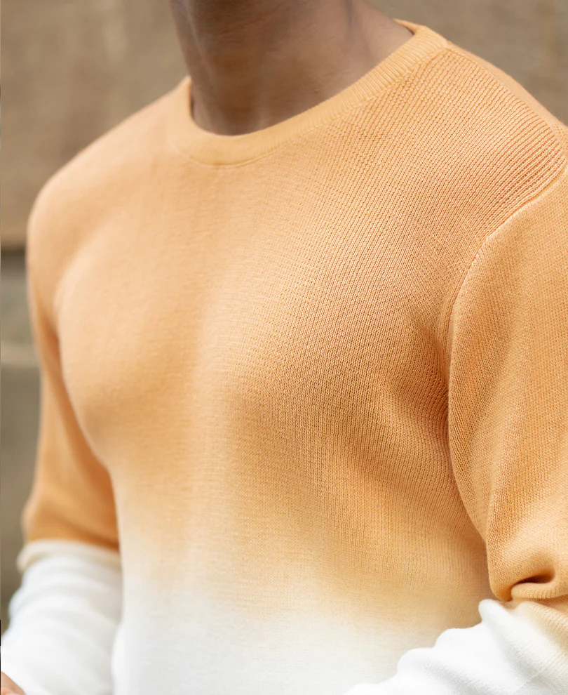 Apricot Orange Ombre Knit T-Shirt - Image 4