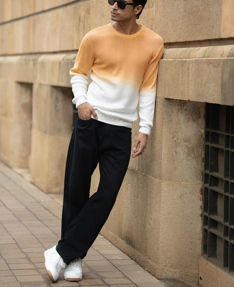 Apricot Orange Ombre Knit T-Shirt - Image 6