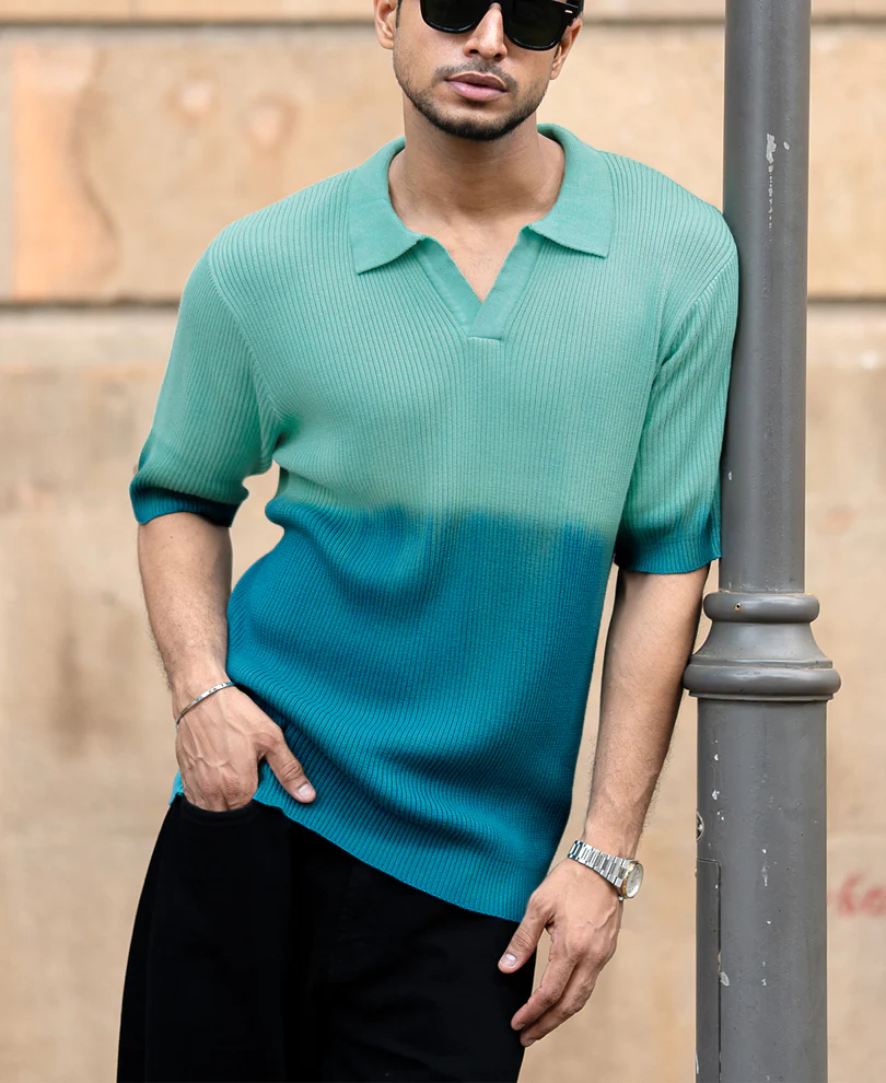 Aqua Blue Ombre T-Shirt - Image 3