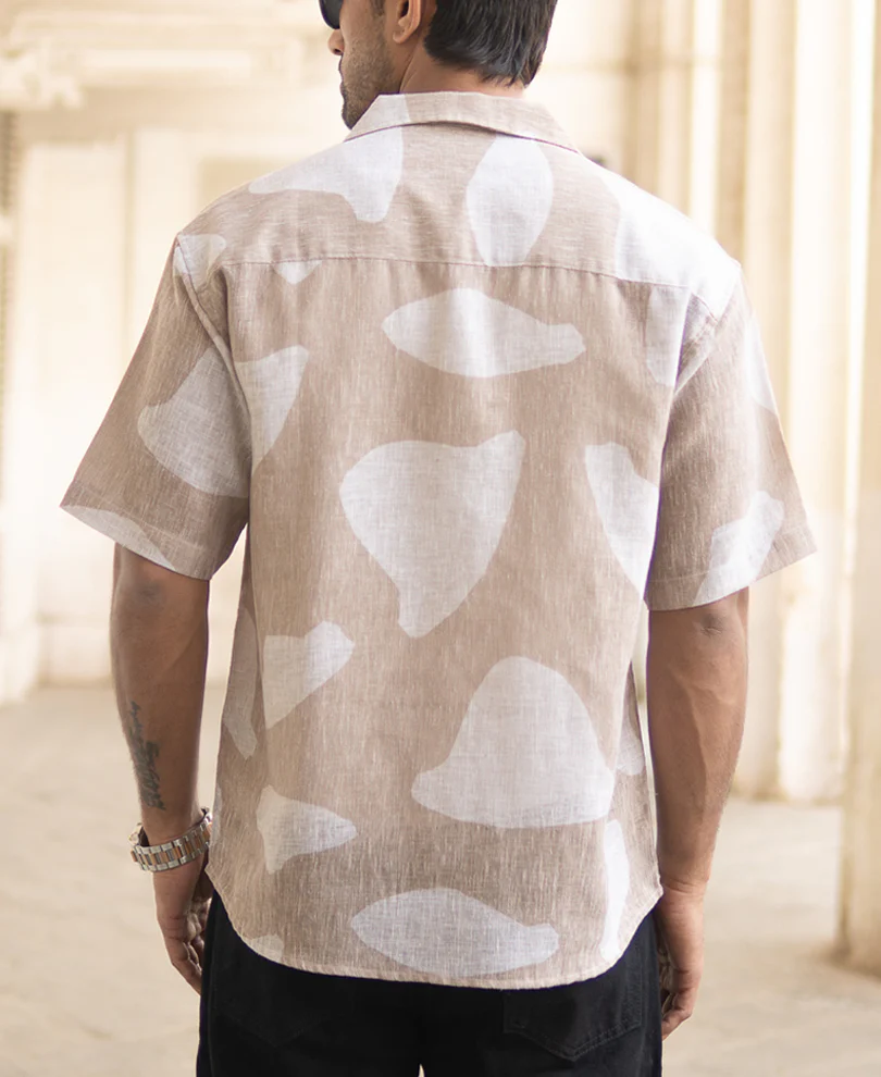 Beige Abstract Oversized Printed Shirt - Image 4