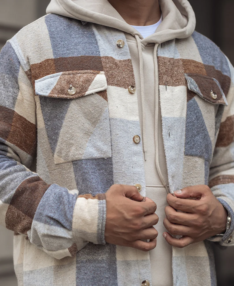 Beige Regular Fit Full Sleeve Shirt With Double Flap Pocket
