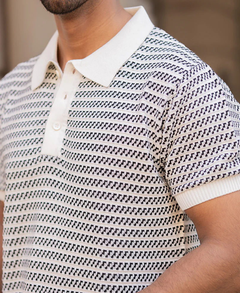 Jacquard Knit Polo T-Shirt - Image 3