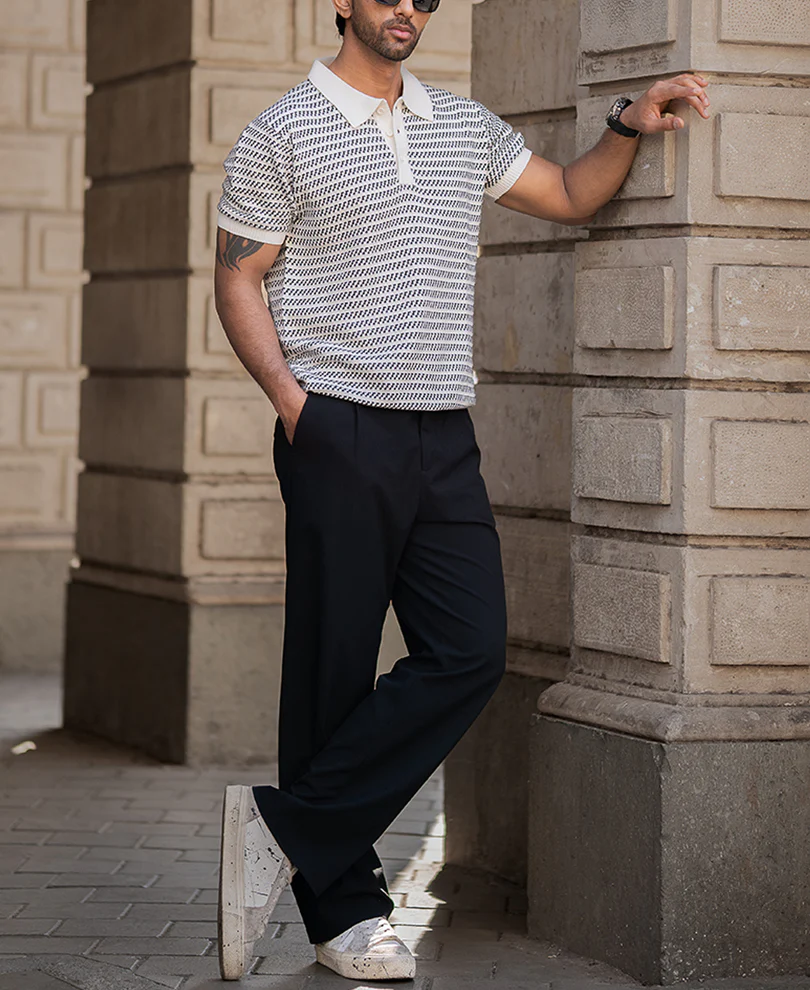 Jacquard Knit Polo T-Shirt - Image 4
