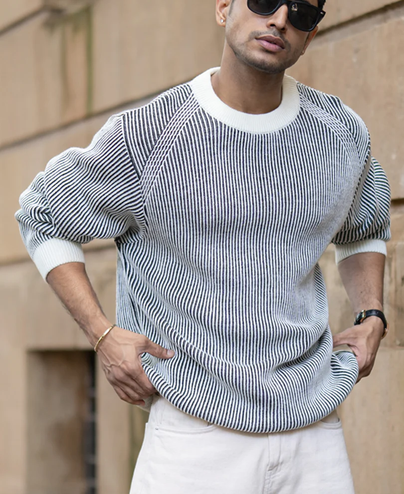 Black And White Striped Sweater - Image 2