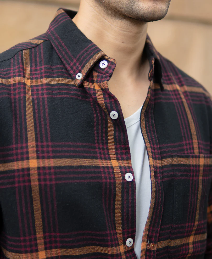 Black Brushed Checks Shirt - Image 3
