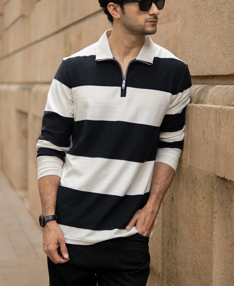 Black Lightweight Striped T-Shirt - Image 3