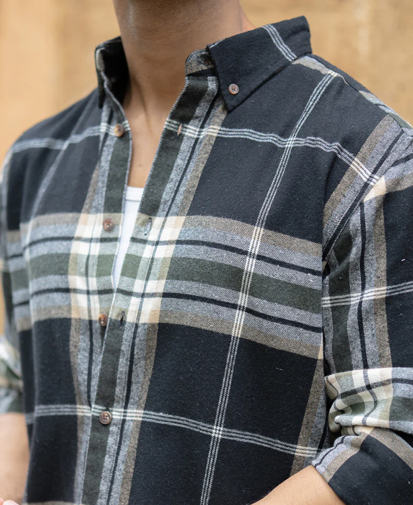 Black Macro Checks Button Down Shirt - Image 4