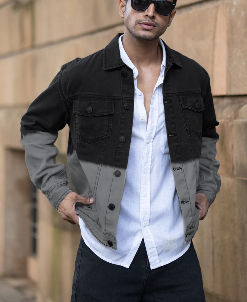 Black Ombre Denim Jacket - Image 3