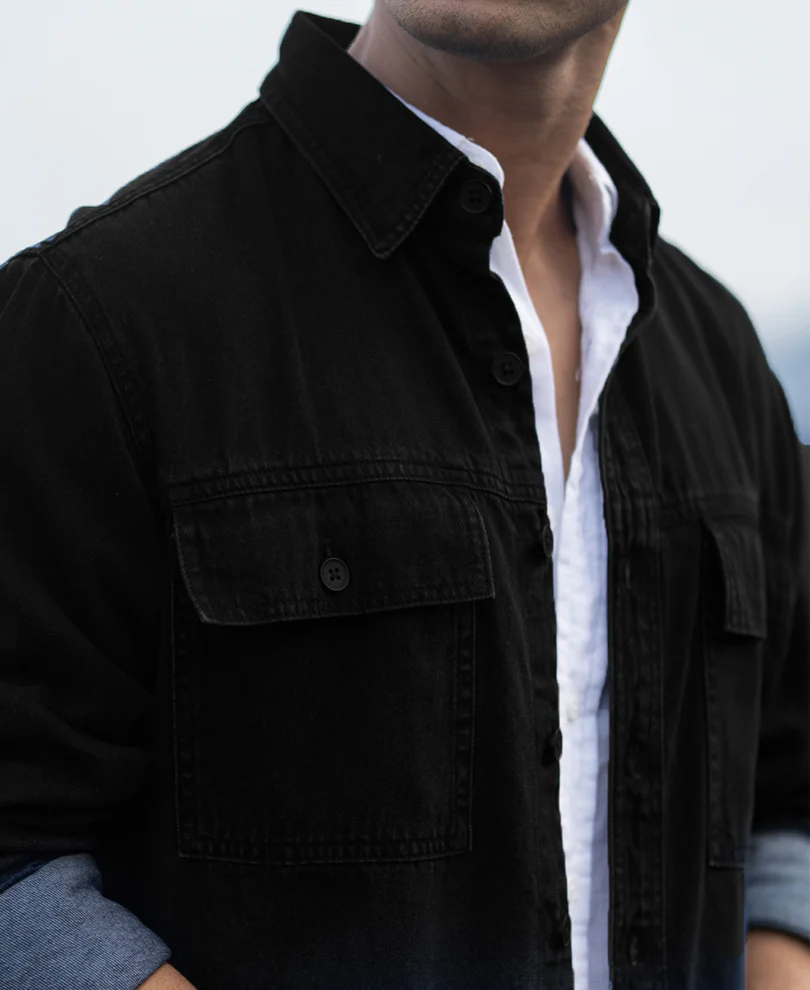 Black Ombre Denim Shirt - Image 4