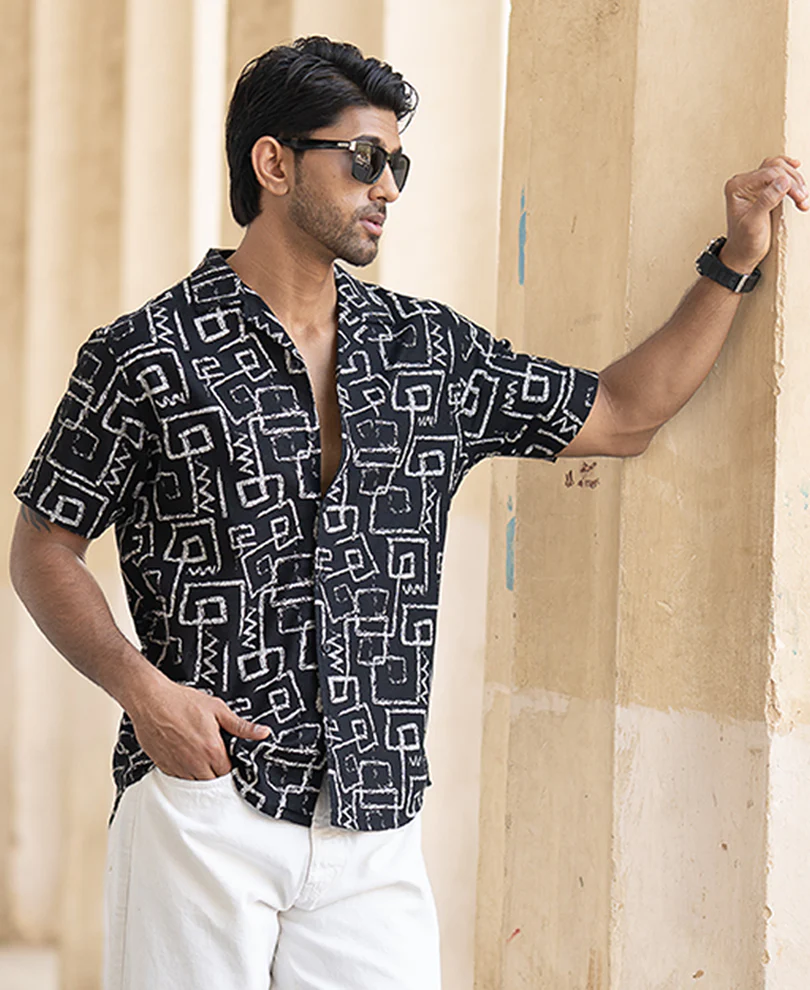 Black Cuban Printed Shirt - Image 4