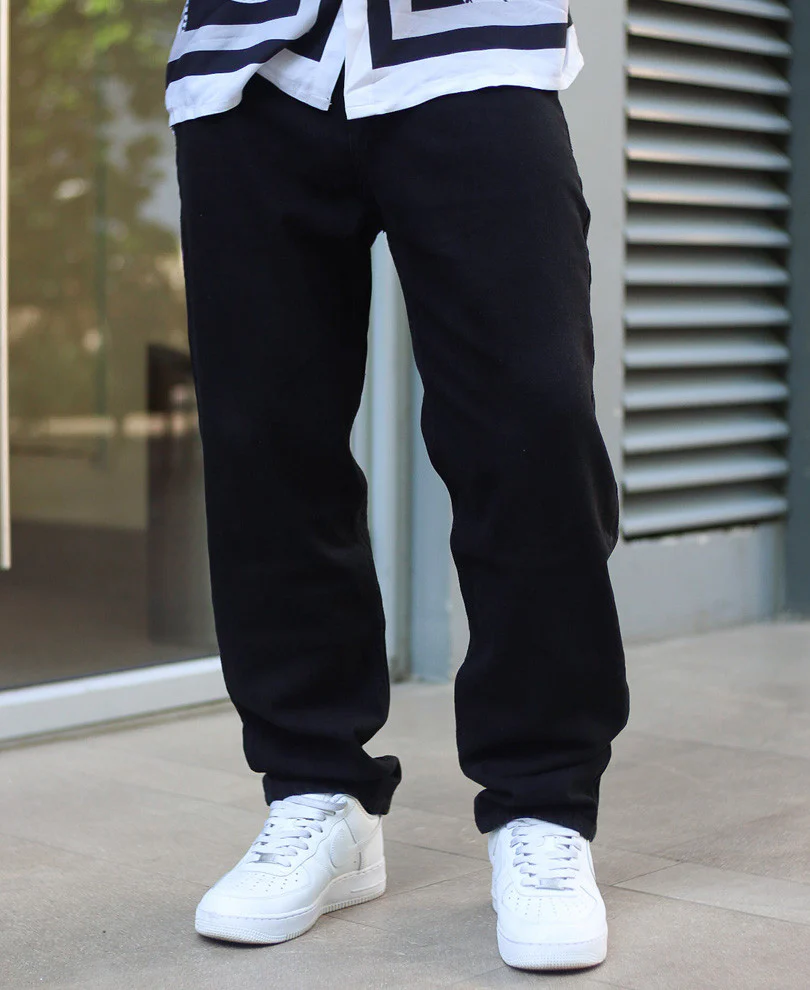 Black Solid Washed Baggy Fit Denim Jeans - Image 3