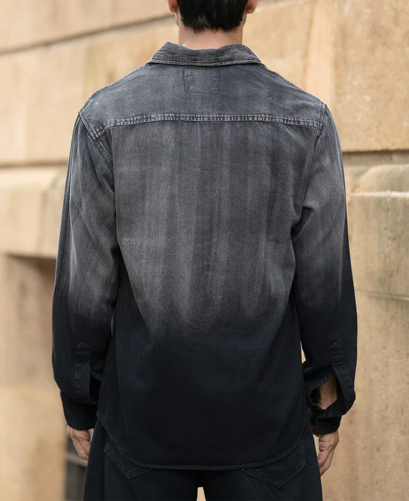Black Sprayed Denim Shirt - Image 5