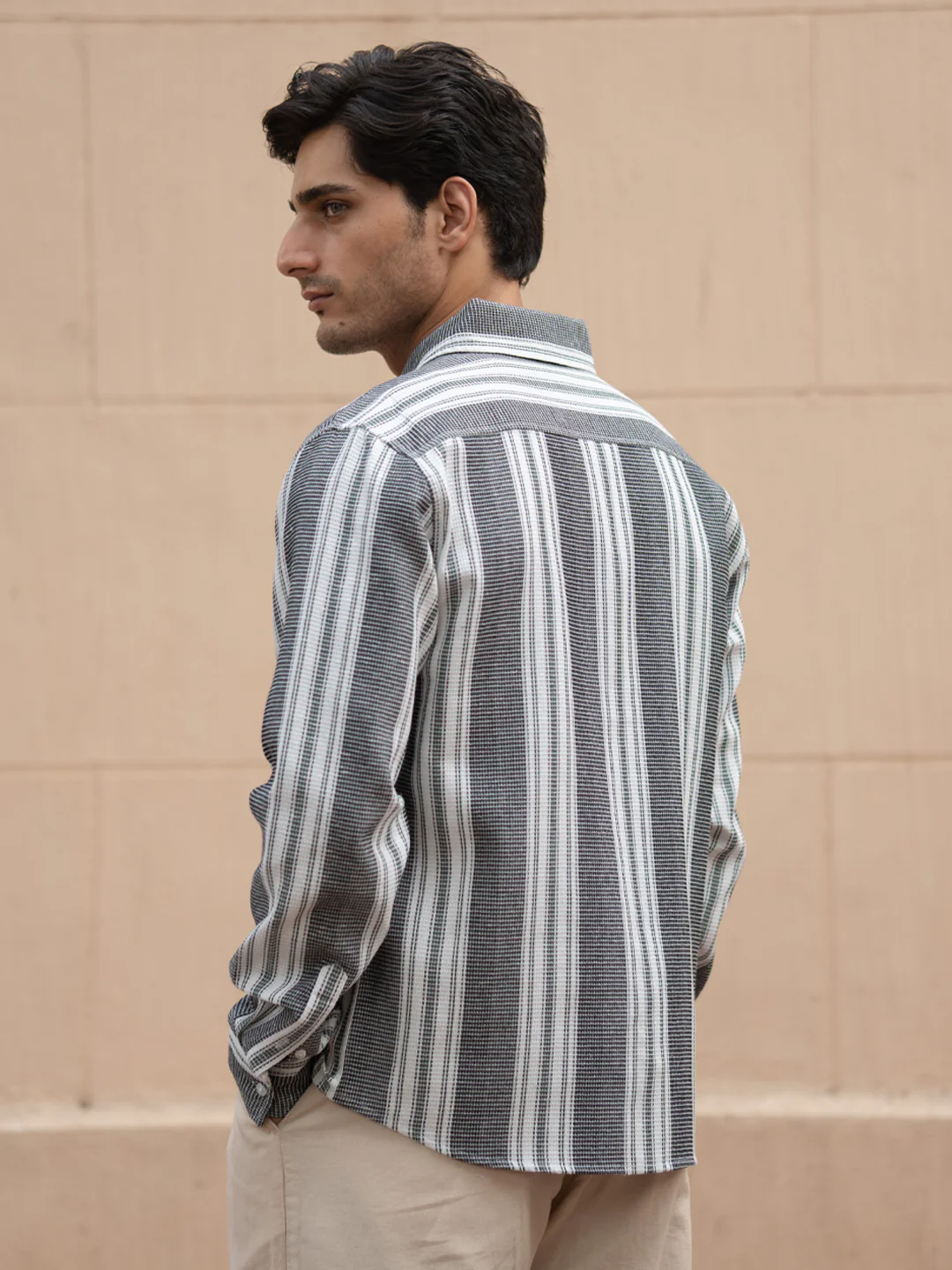 Black Structure Striped Shirt - Image 5