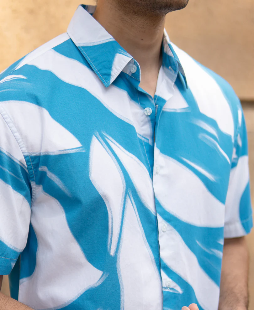 Blue Abstract Print Lightweight Shirt - Image 4