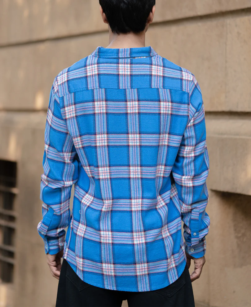 Blue Brushed Full Sleeves Checks Shirt - Image 5