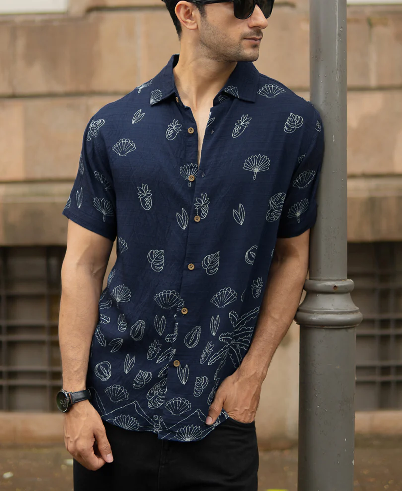 Blue Flowy Printed Shirt