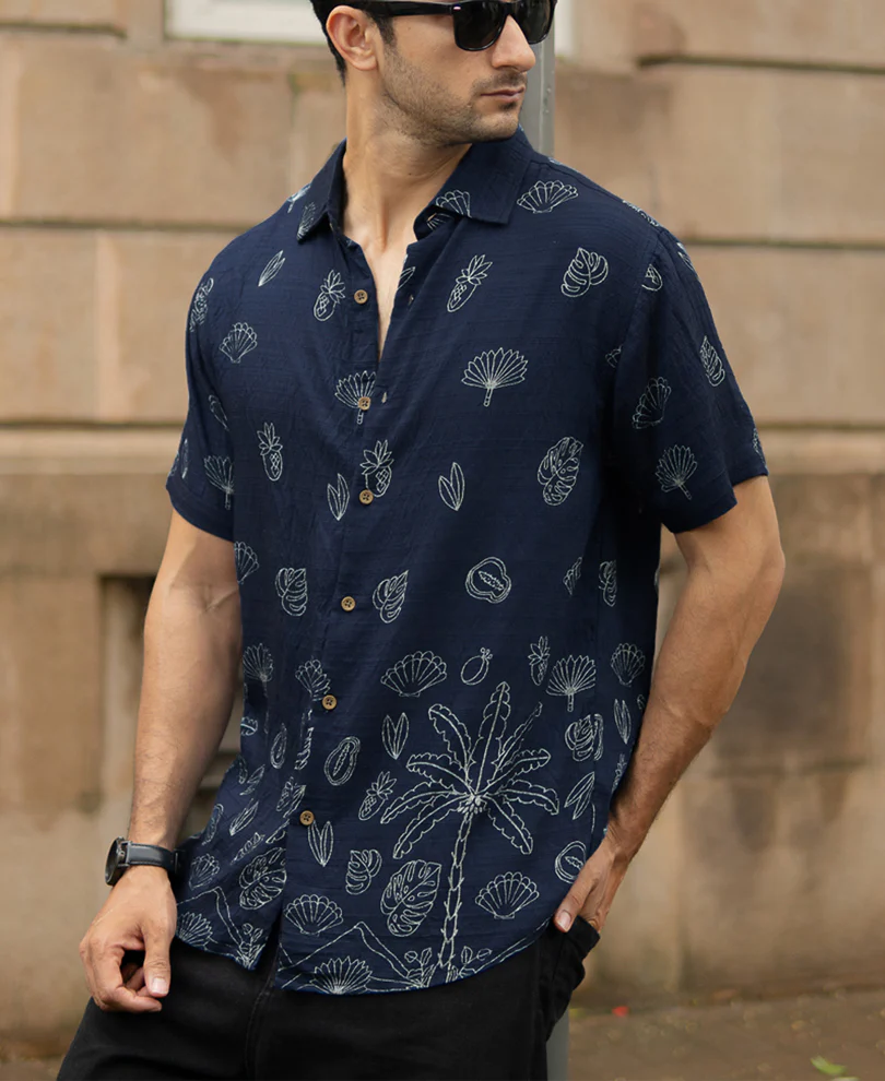 Blue Flowy Printed Shirt - Image 2