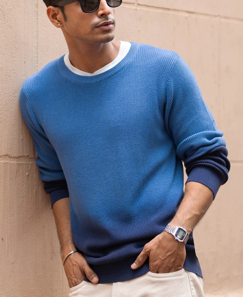 Blue Ombre Cotton Sweater - Image 3