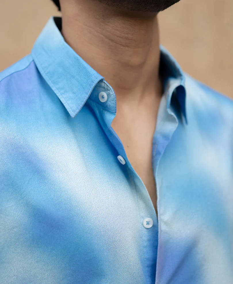 Blue Spray Print Shirt - Image 4