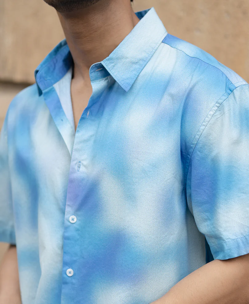 Blue Spray Print Shirt - Image 5