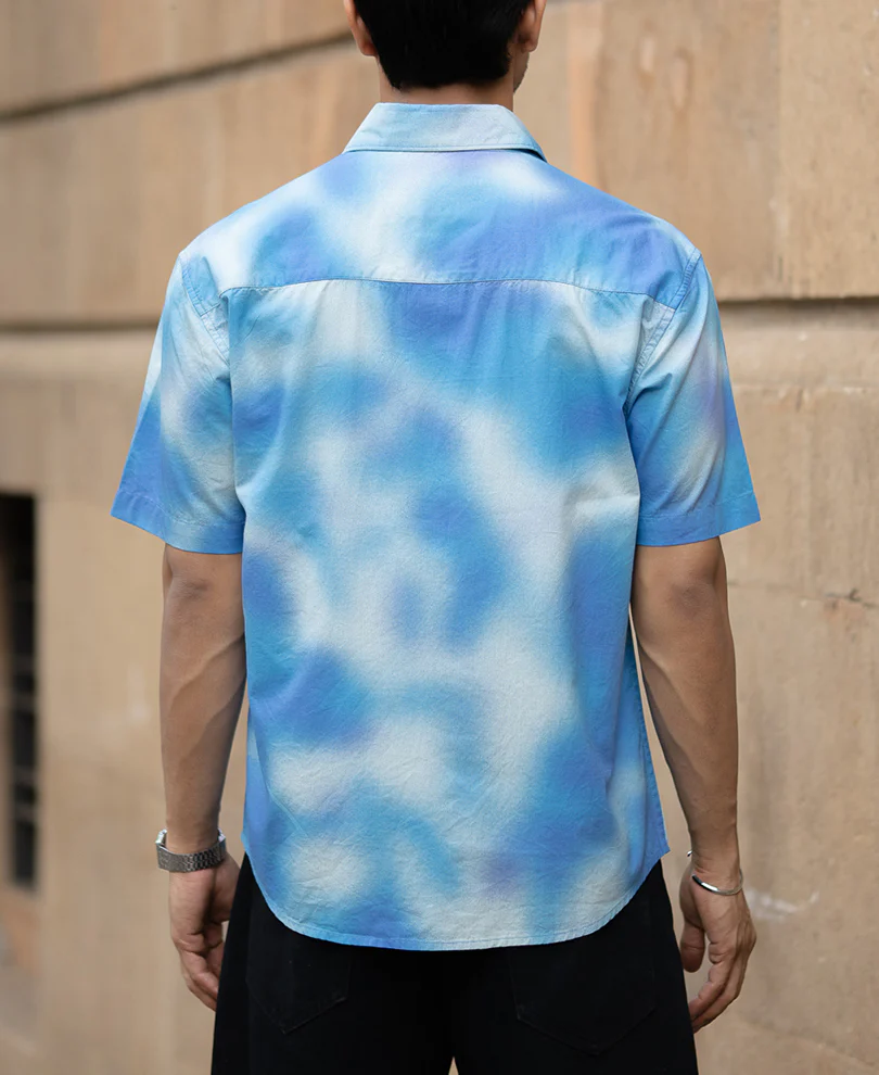 Blue Spray Print Shirt - Image 6