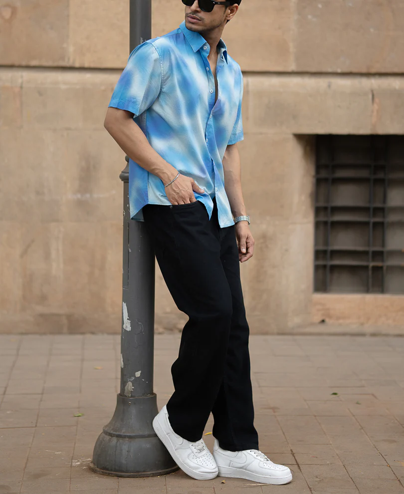 Blue Spray Print Shirt - Image 7
