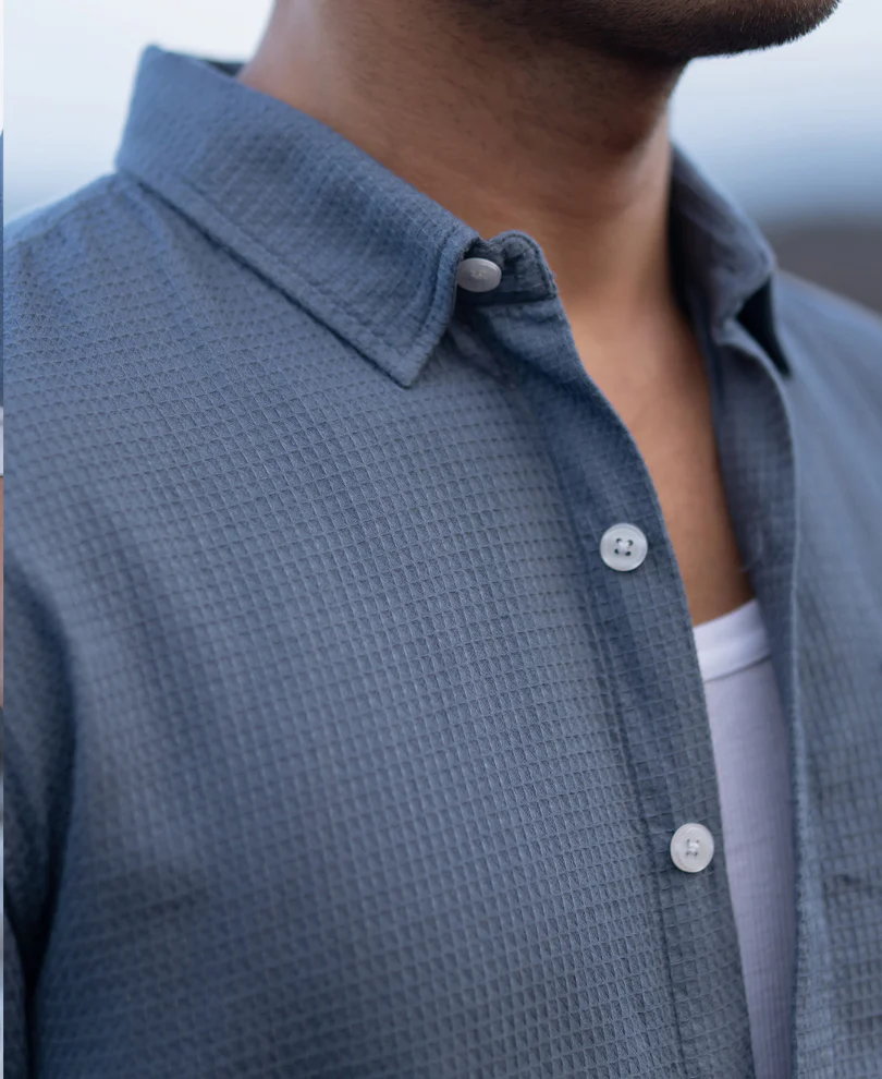 Blue Structured Ombre Shirt - Image 4