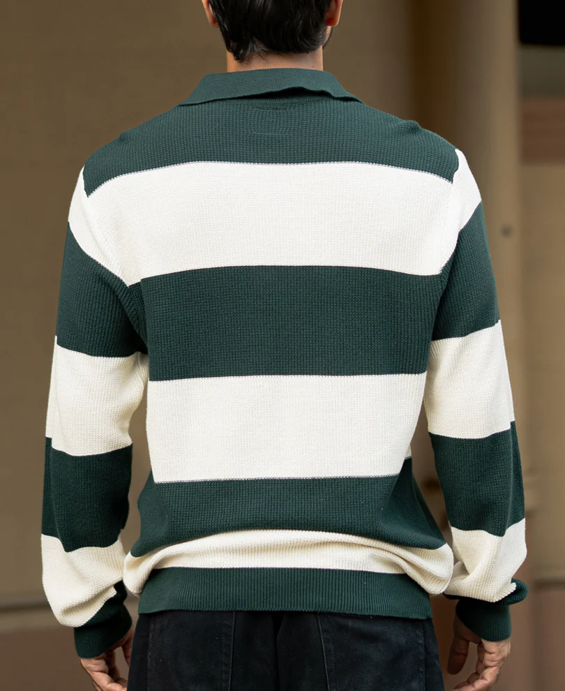 Bottle Green And Butter Regular Fit Full Sleeves T-Shirt - Image 3