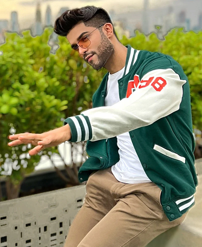 Bottle Green Varsity Baseball Oversize Drop Shoulder Jacket - Image 4
