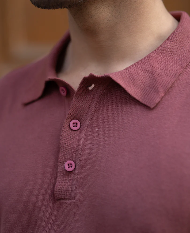 Brick Ombre Knit Polo T-Shirt - Image 5