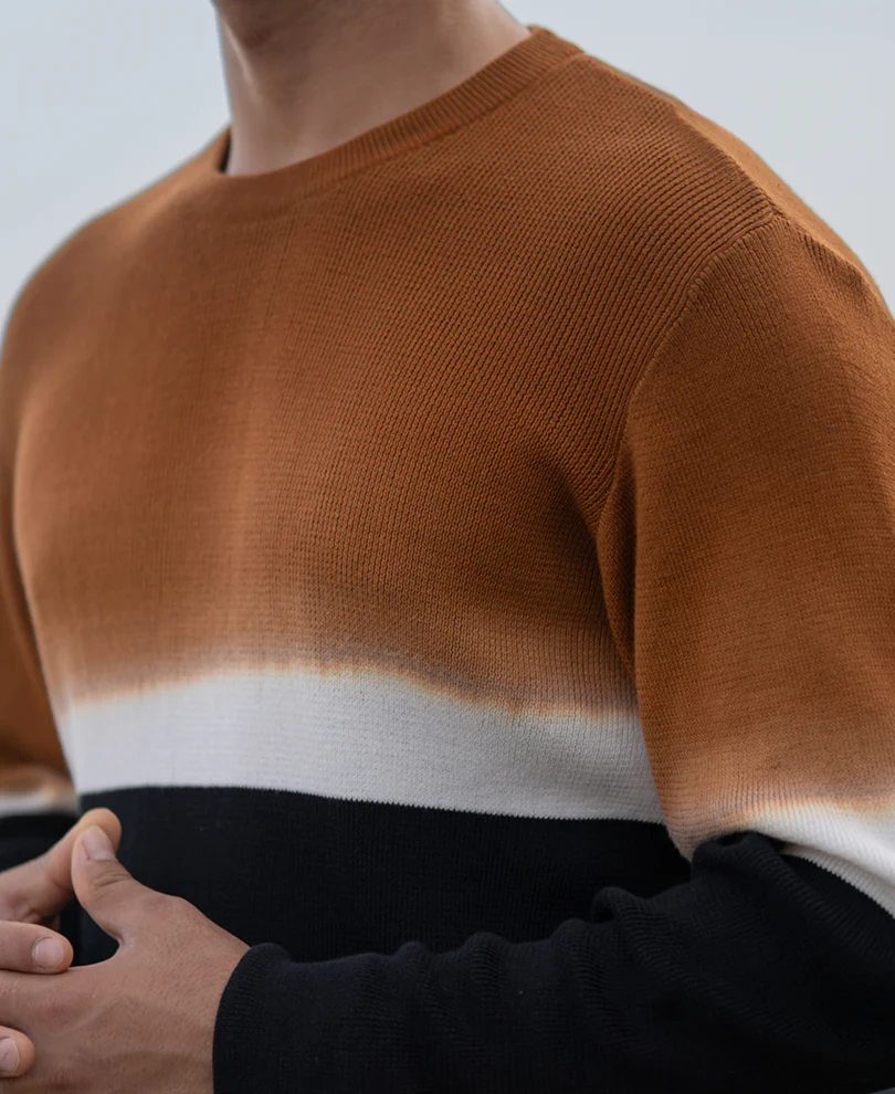 Brown And Black Stripe Knit T-Shirt - Image 3