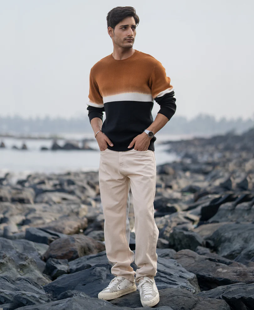 Brown And Black Stripe Knit T-Shirt - Image 6