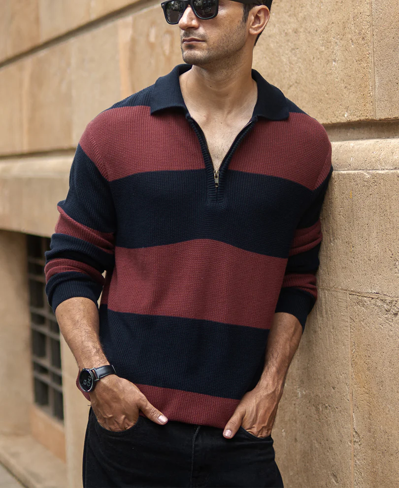 Brown And Navy Striped T-Shirt - Image 3
