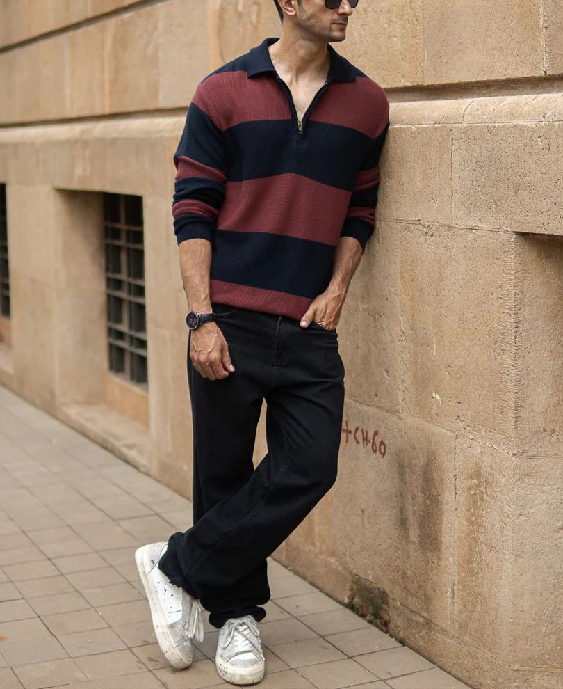 Brown And Navy Striped T-Shirt - Image 7