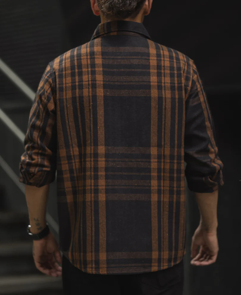 Brown And Black Full Sleeve Regular Fit Flannel Shacket - Image 4