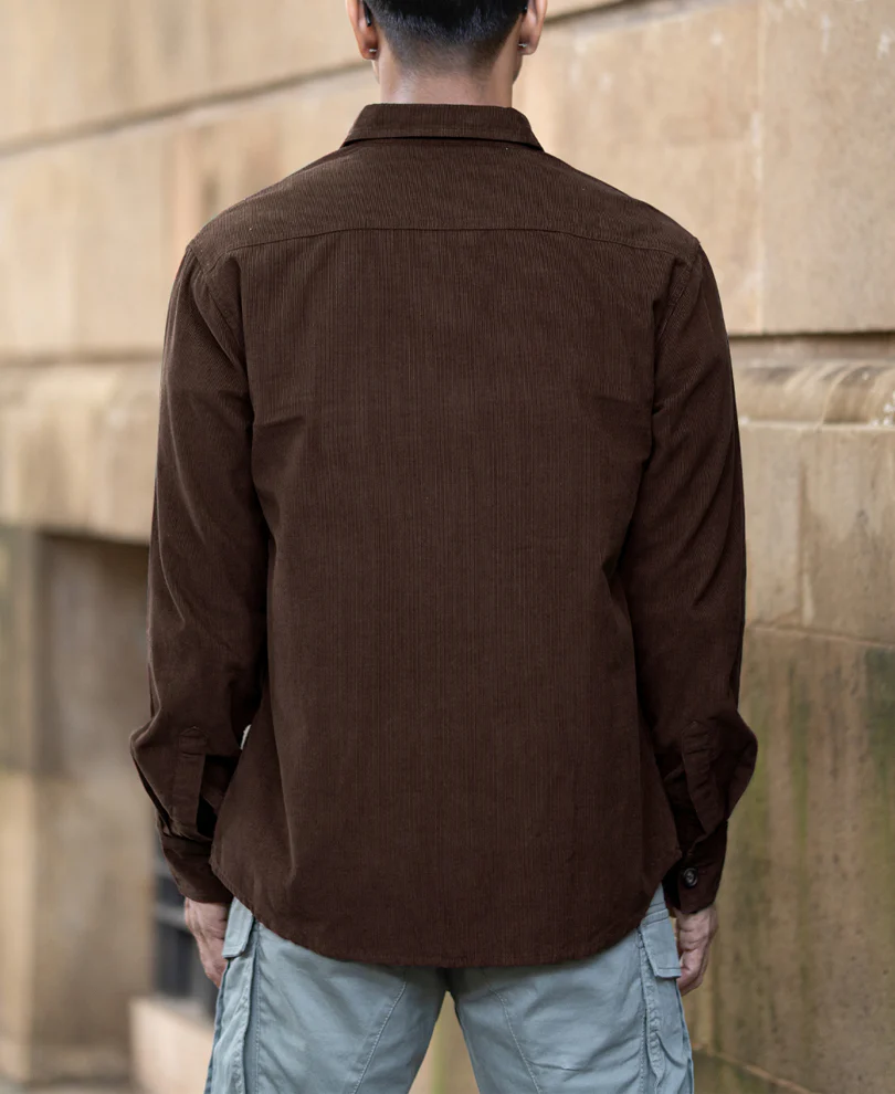 Brown Corduroy Shirt With Pockets - Image 4