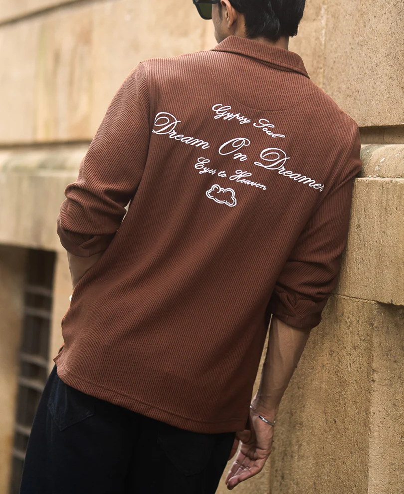 Brown Embroidered Knit Shirt - Image 2