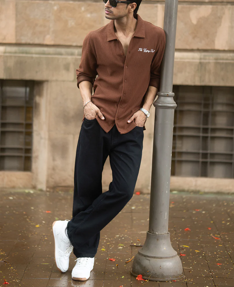 Brown Embroidered Knit Shirt - Image 6