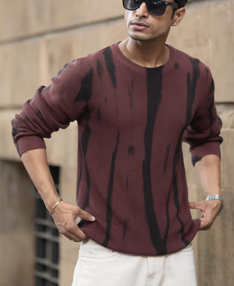 Brown Flat Knit Cotton Sweater - Image 2