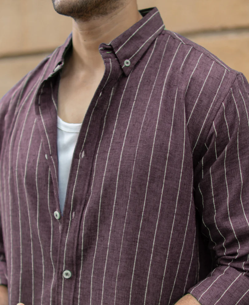 Brown Flowy Striped Shirt - Image 4