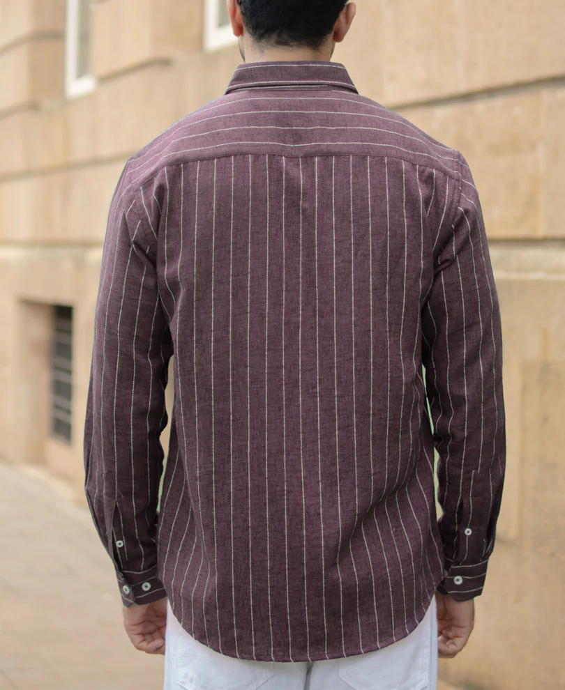 Brown Flowy Striped Shirt - Image 5