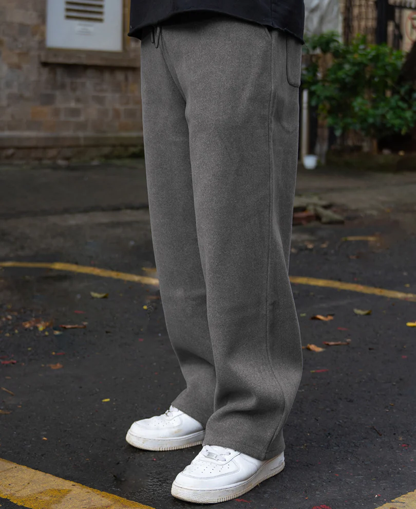 Dark Grey Melange Baggy Trackpant - Image 3