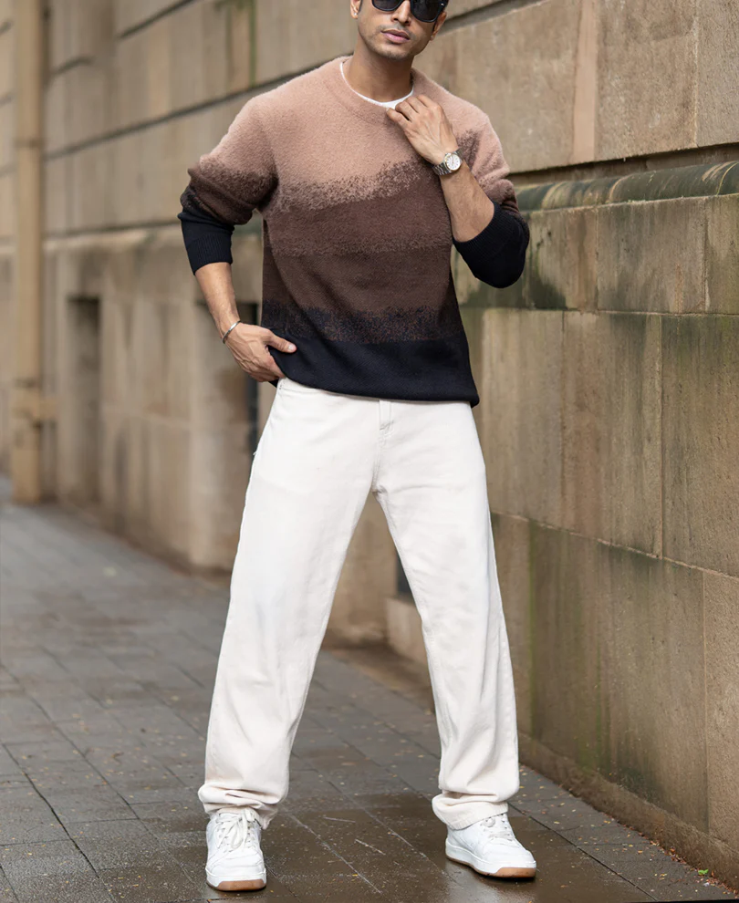 Brown Ombre Jacquard Sweater - Image 7