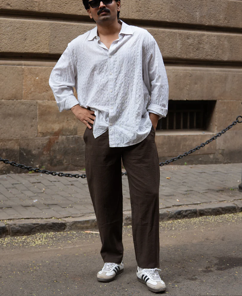 Brown Seersucker Cotton Pant - Image 6