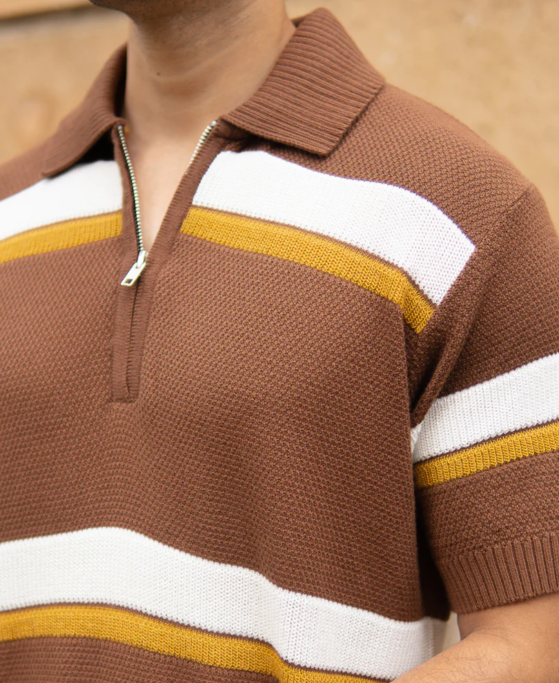 Brown Striped Knit T-Shirt - Image 3