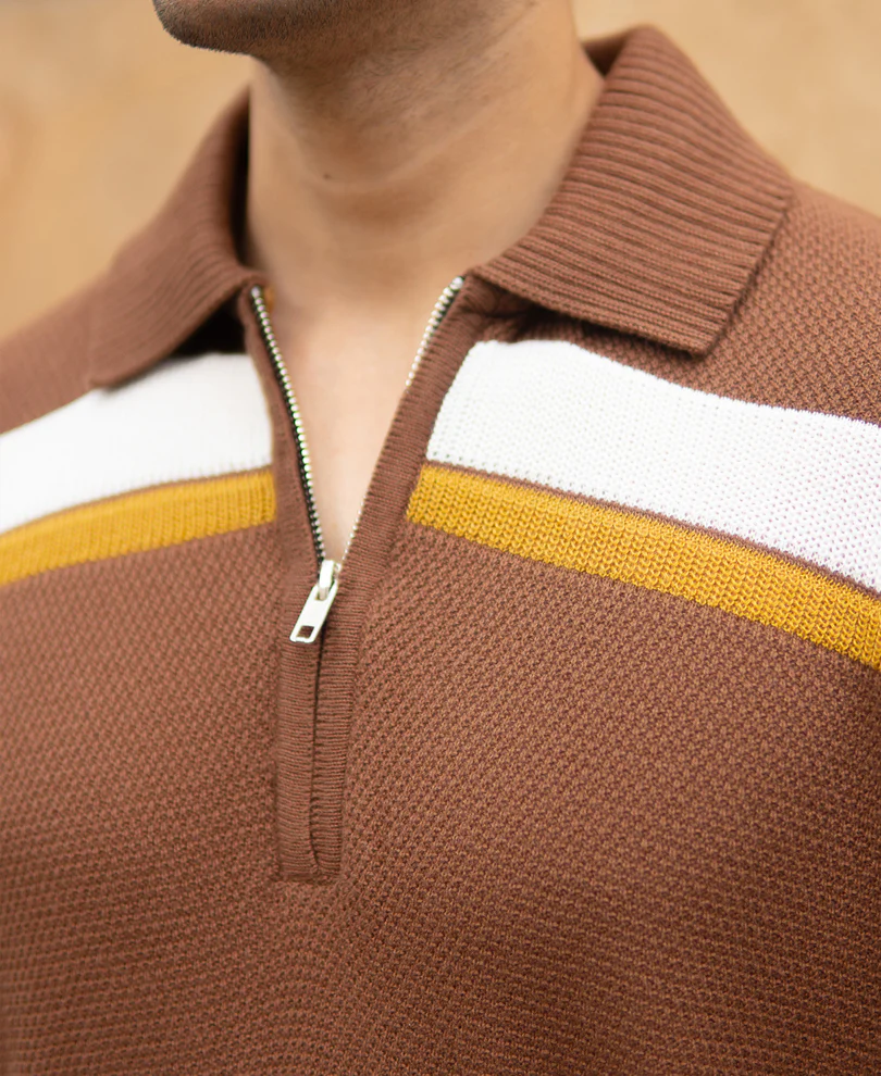 Brown Striped Knit T-Shirt - Image 4