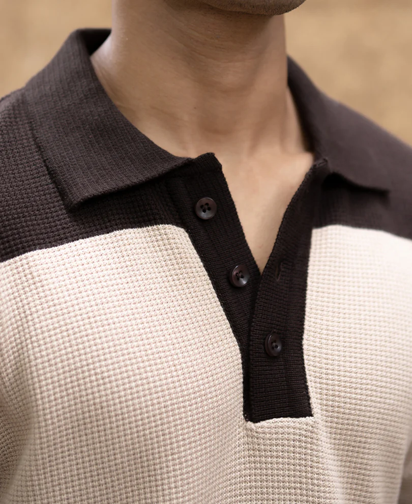 Brown Structured Knit Striped T-Shirt - Image 4