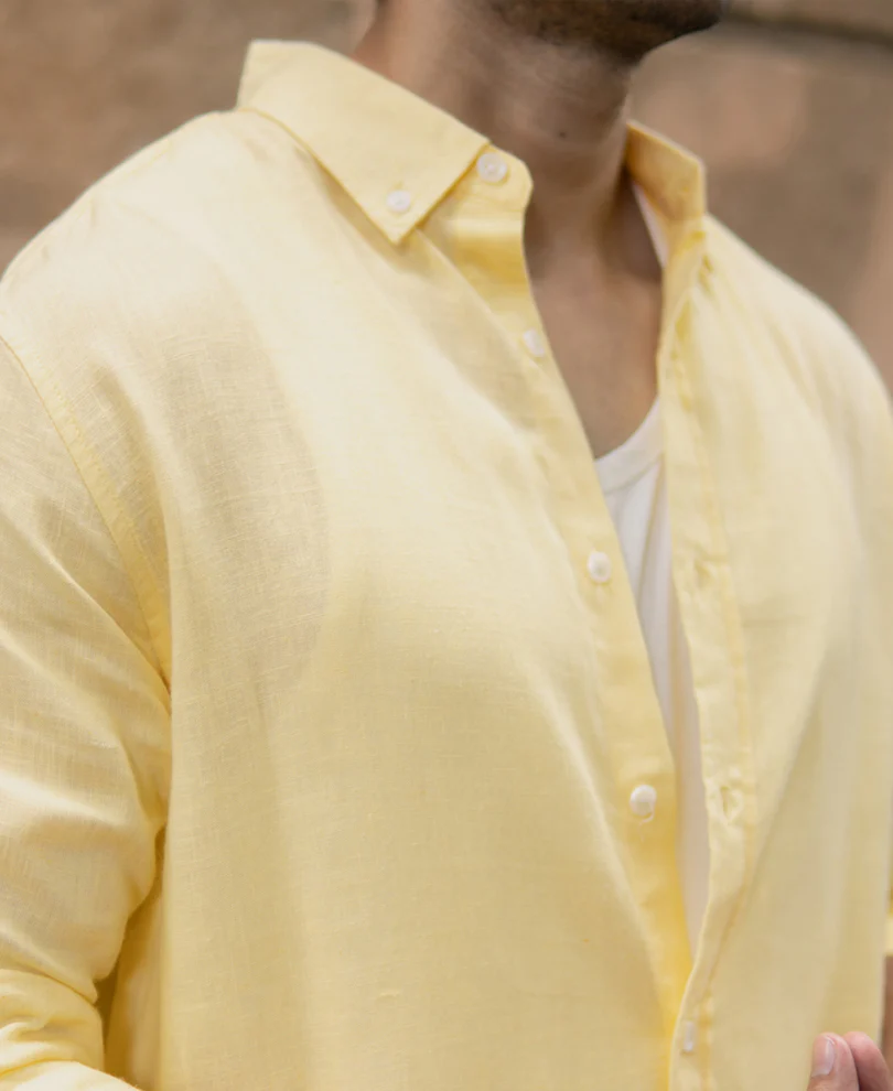 Butter Yellow Linen Blend Shirt - Image 4