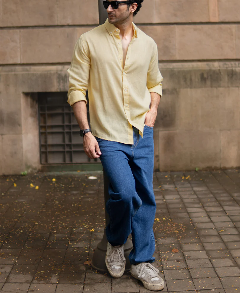 Butter Yellow Linen Blend Shirt - Image 7