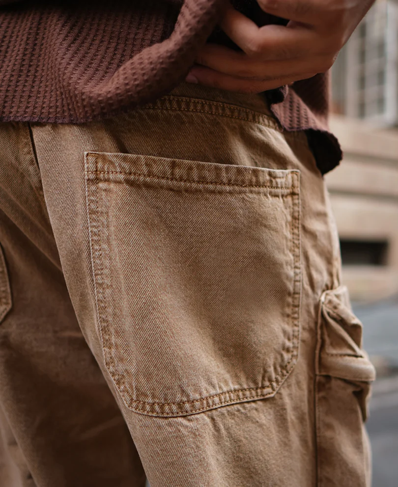 Camel Denim Cargo Baggy Fit Jeans - Image 5